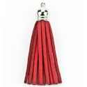 Borlas de falso cuero vuelto color rojo 6cm