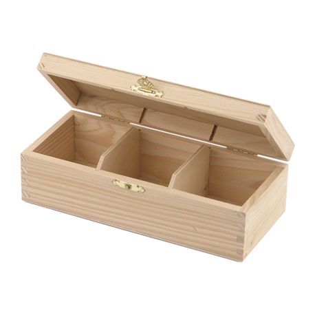 Caja de madera para infusiones y té de 3 compartimentos