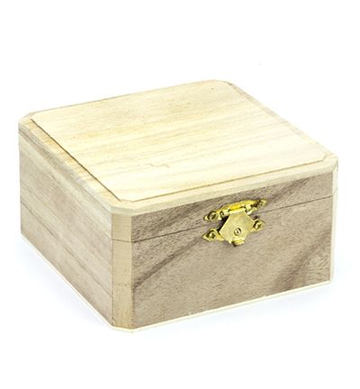 Cajita de madera cuadrada con esquinas biseladas