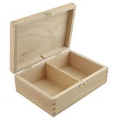 Caja de madera rectangular con dois compartimentos