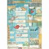 Stamperia Papel de Arroz para decoupage Writings Little Birds & Hearts (DFSA4333)