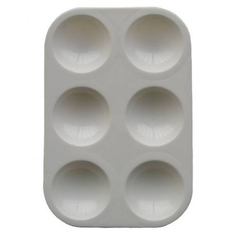 Paleta de plástico rectangular con 6 pocillos.