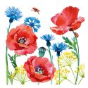 Servilleta decorada para la técnica del decoupage - Amapolas y Dientes de León