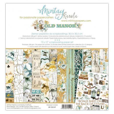Mintay Papers - Old Manor Scrapbooking Paper Pad 30x30 | CreActividades
