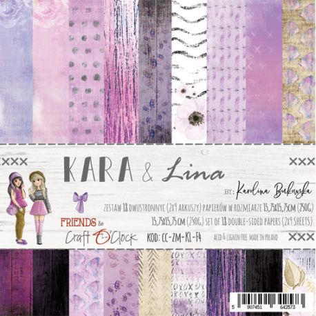 Craft O'Clock - Papel para scrapbooking Kara & Lina de 15x15cm