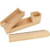 Estuche de madera con dos compartimentos abierto