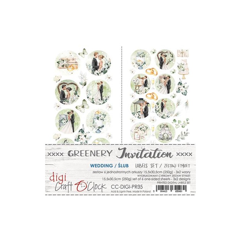 Greenery Invitation Wedding Digi Label