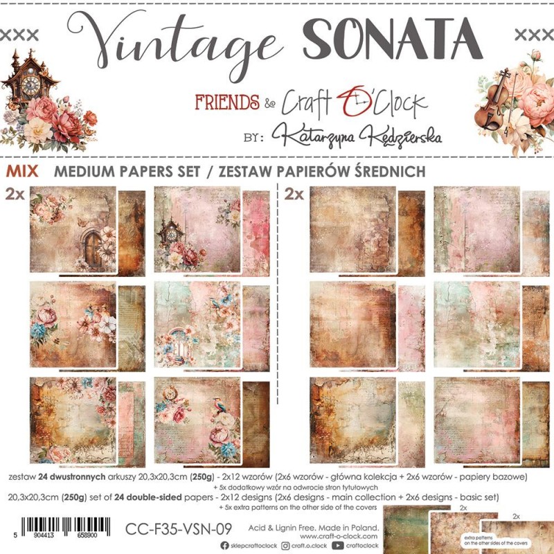 Vintage Sonata Mixed Paper Set 20x20 Vintage Sonata Mixed Paper Set 20x20