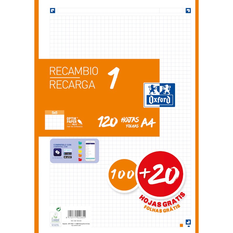 Recambio A4 Oxford 1 Color