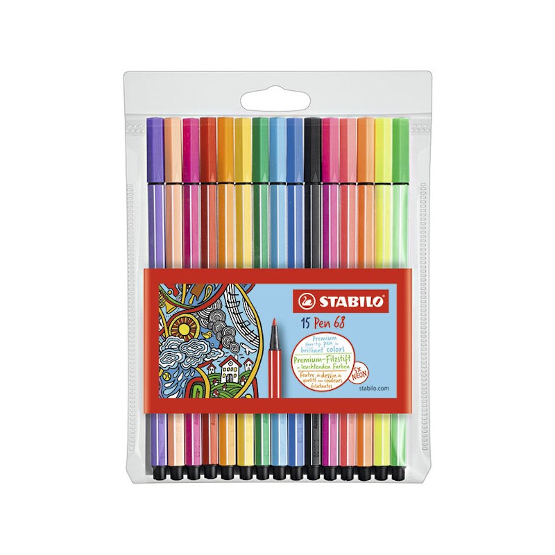 Estuche 15 rotuladores Stabilo pen 68 Estuche 15 rotuladores Stabilo pen 68