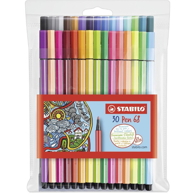 Estuche 30 Rotuladores Stabilo Pen 68