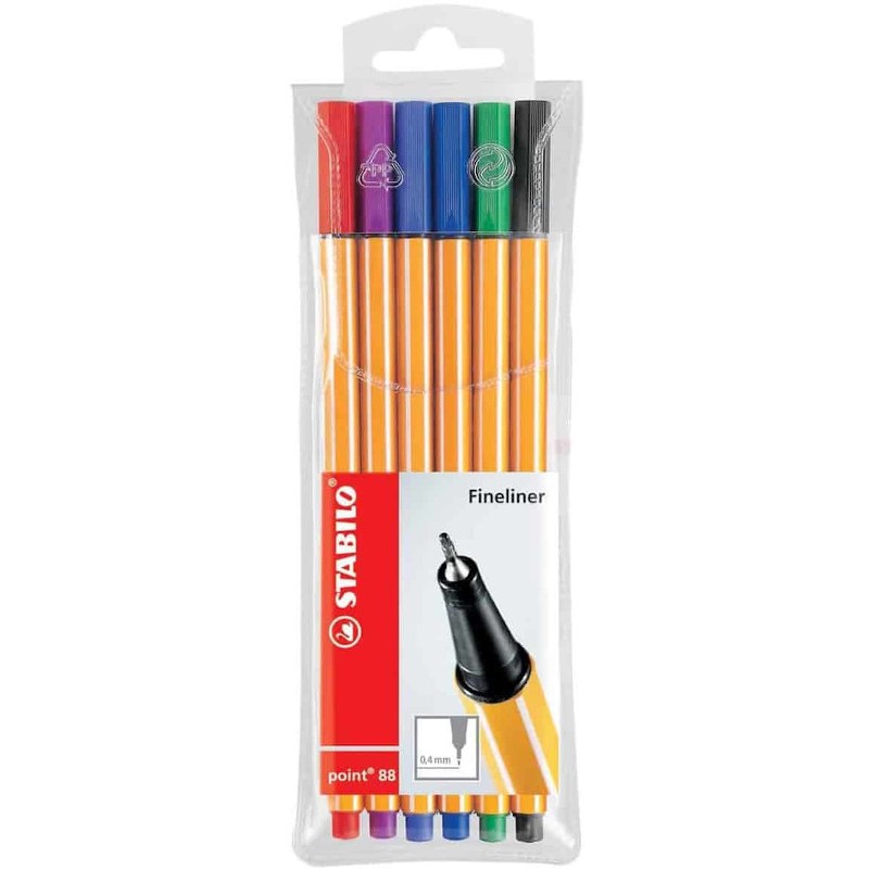 Estuche 6 rotuladores Stabilo point 88