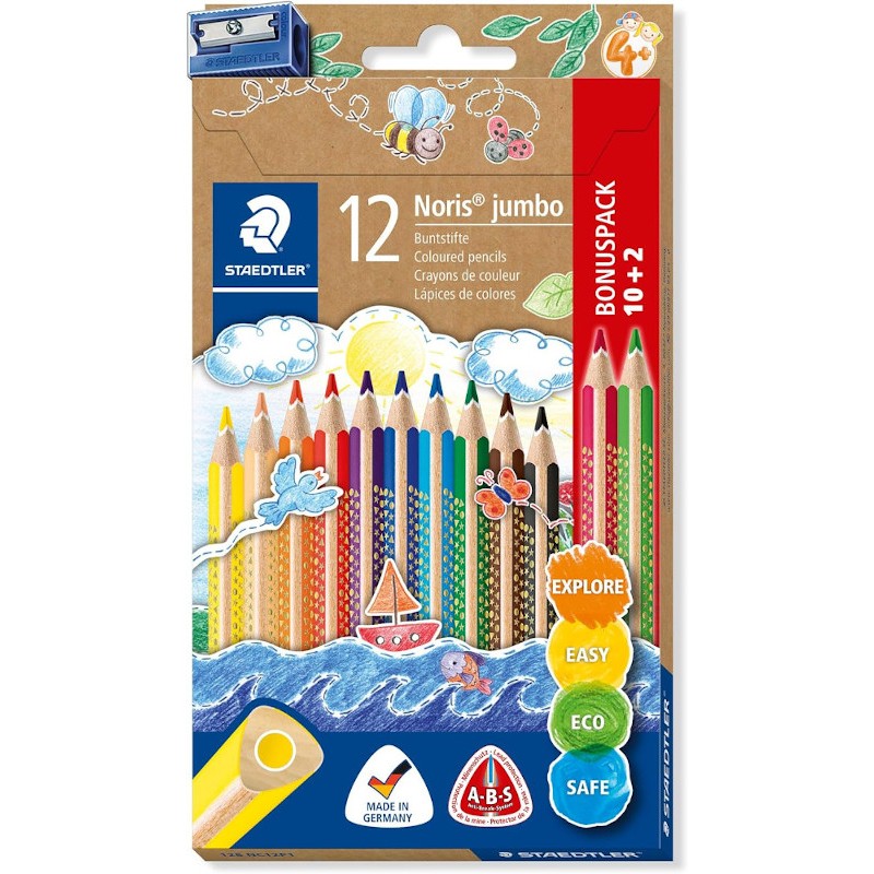 12 Lápices de Colores Noris Jumbo