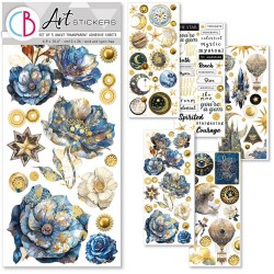 Set 5 hojas de pegatinas transparentes Celestial