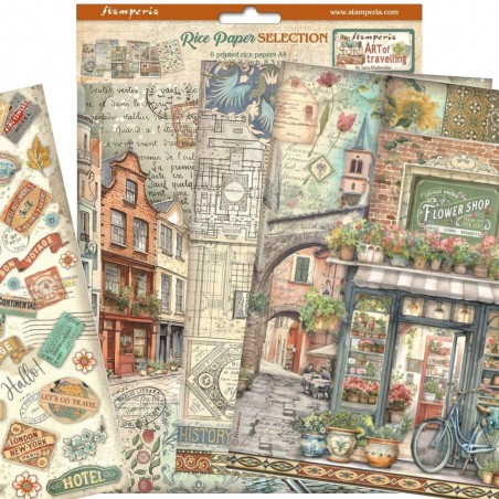Set  6 Papeles Arroz A4 Art of Travelling