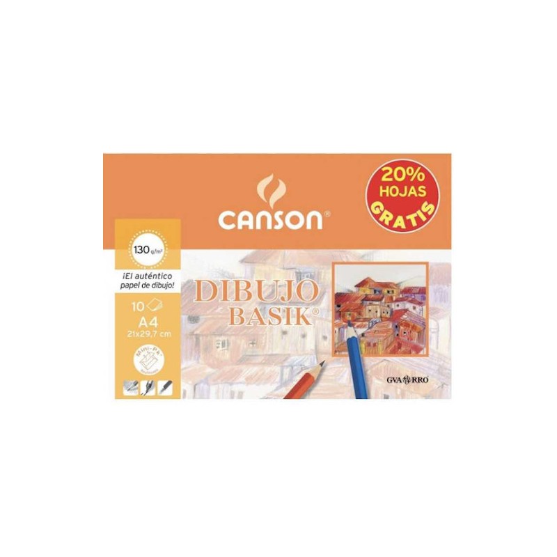 10 láminas papel de dibujo Canson Basik
