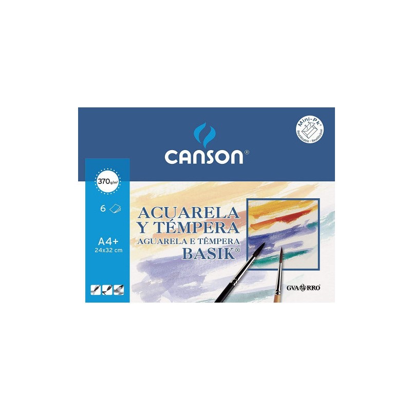 6 láminas papel Canson Basik Acuarela