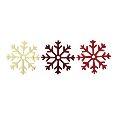 6 Copos de Nieve (Blanco, rojo, burdeos)