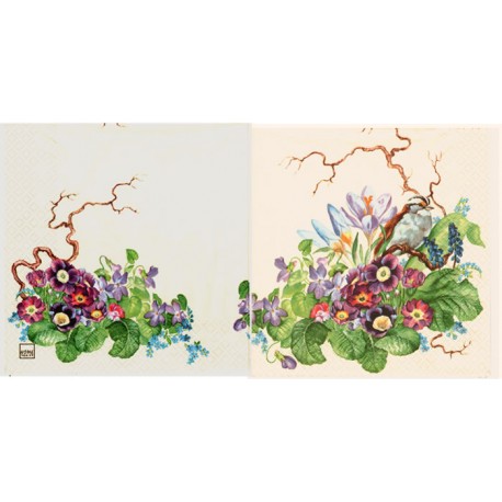 Servilleta decorativa para decoupage realizada en celulosa de tres capas. Modelo: arbusto con flores