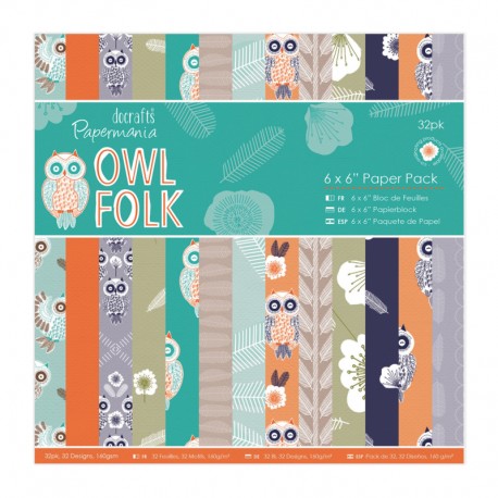 Owl Folk paper pad 15x15