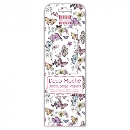 Papel decorado para la técnica del decoupage Deco Maché first Edition  Butterflies Pastels