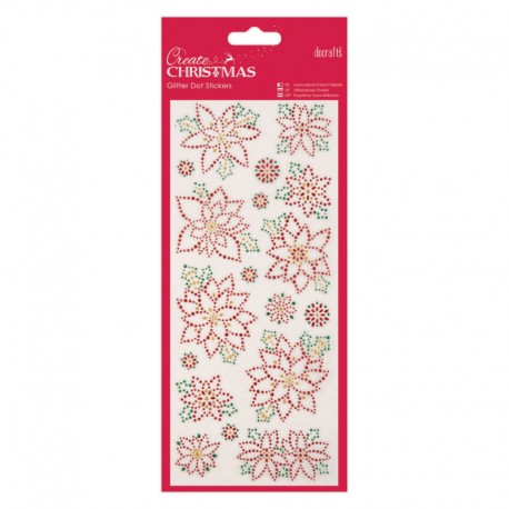 Glitter Dot Stickers - Christmas Flowers