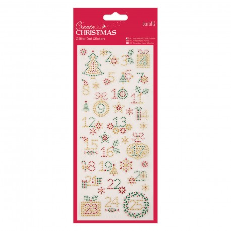 Glitter Dot Stickers - Christmas Numbers